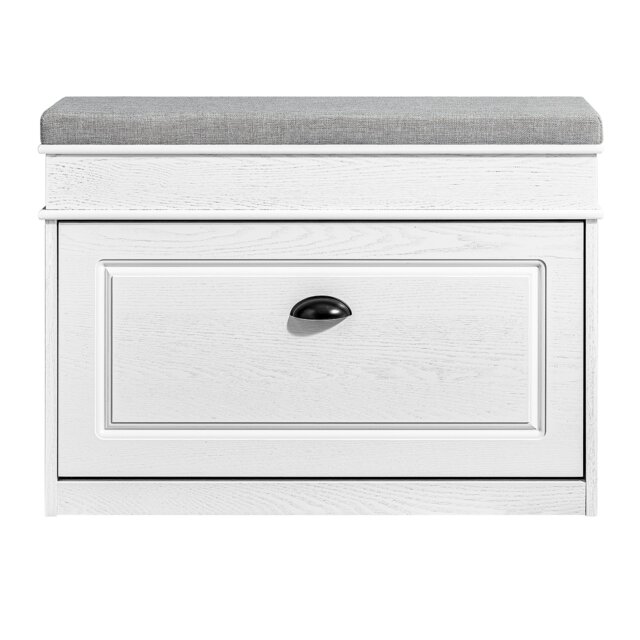 SoBuy Shoe Storage Bench with Seat Cushion, White, 29.5x9.4x20.3 in, 13.45 kg - FSR82-L-WG
