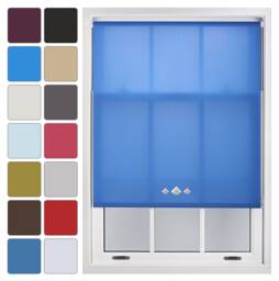 FURNISHED Daylight Roller Blinds with Triple Diamond Eyelet Cut to Size Sheer Fabric Blue Blue (W) 150cm x (L) 165cm