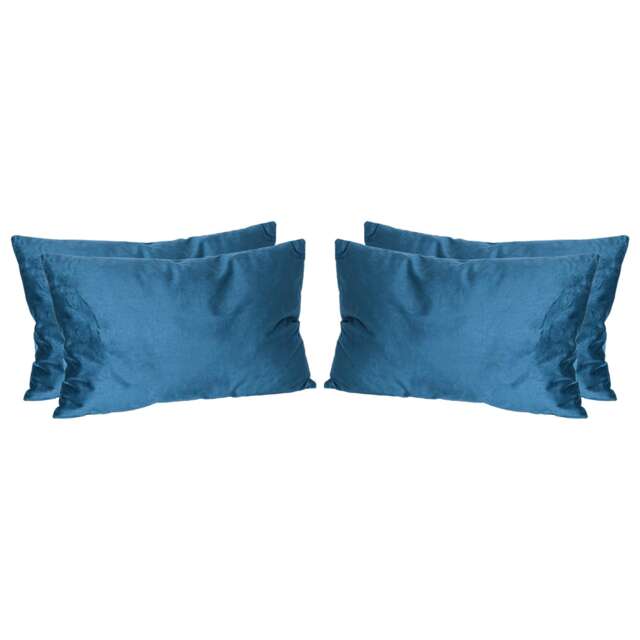Nicola Spring Rectangle Velvet Cushions - 60cm x 40cm - Blue - Pack of 4 Blue Blue