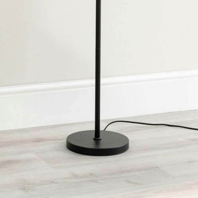 ValueLights Marissa Grey Velvet Shade with Black Stacked Ball Floor Lamp and Bulb