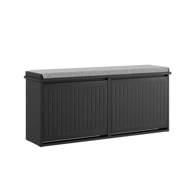SoBuy Shoe Storage Bench with Cushion, Black, 39.3x10.2x18.1 in, 18 kg - FSR98-XL-SCH