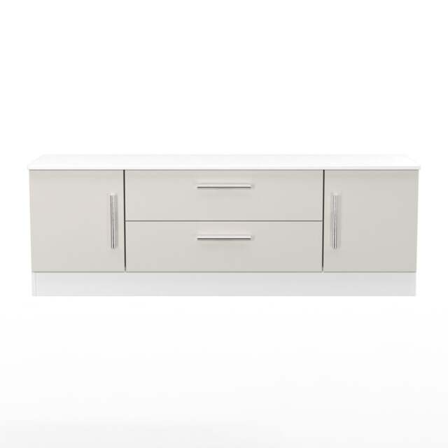 Trent 2 Door 2 Drawer Wide TV Unit in Grey Matt & White (Ready Assembled) Grey Grey Matt & White