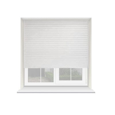 85cm White Temporary Self Adhesive Dimout Pleated Window Blind 200cm Drop White White