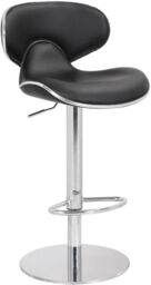 Deluxe Carcaso Faux Leather Bar Stool, Adjustable Swivel, Weighted Base Black