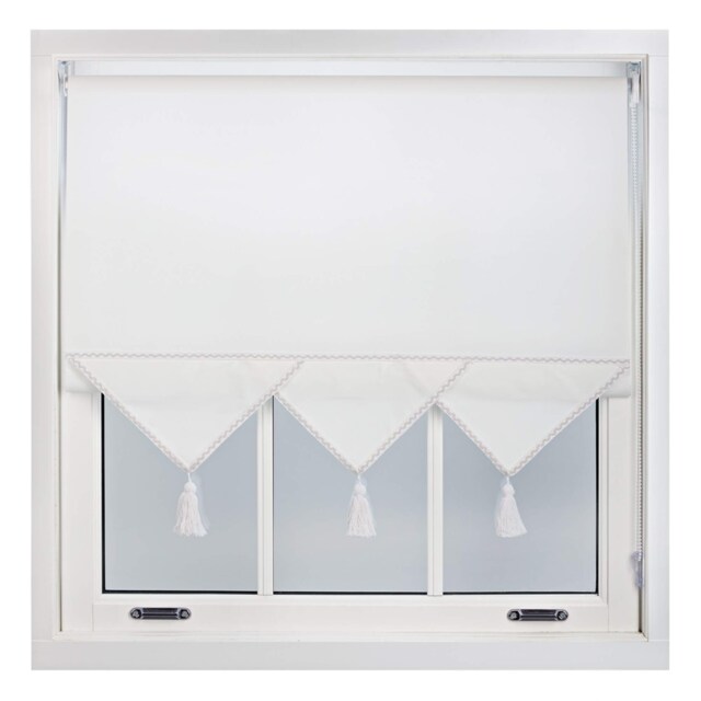 100cm Triangle Edge Sheer Linen Roller Blind Metal Fittings