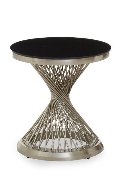 Interiors by Premier Hourglass Side Table with Silver Base Black