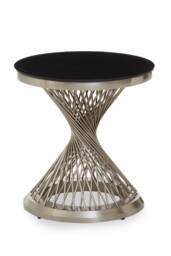 Interiors by Premier Hourglass Side Table with Silver Base Black