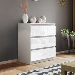 Fairfield Gloss White 3 Drawer Bedroom Dressing Table, Makeup Vanity Table & Office Desk White Matt white frame & gloss drawer faces One Size 1