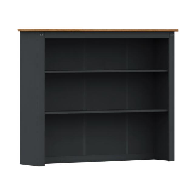 Mercers Furniture Corona Charcoal 3 Door Dresser Top Shelving Open Display Sideboard Topper Solid Wood Mexican Pine Wooden Dark Grey