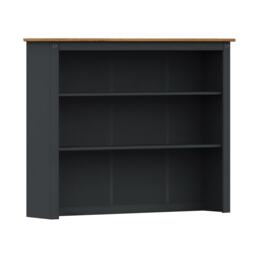 Mercers Furniture Corona Charcoal 3 Door Dresser Top Shelving Open Display Sideboard Topper Solid Wood Mexican Pine Wooden Dark Grey