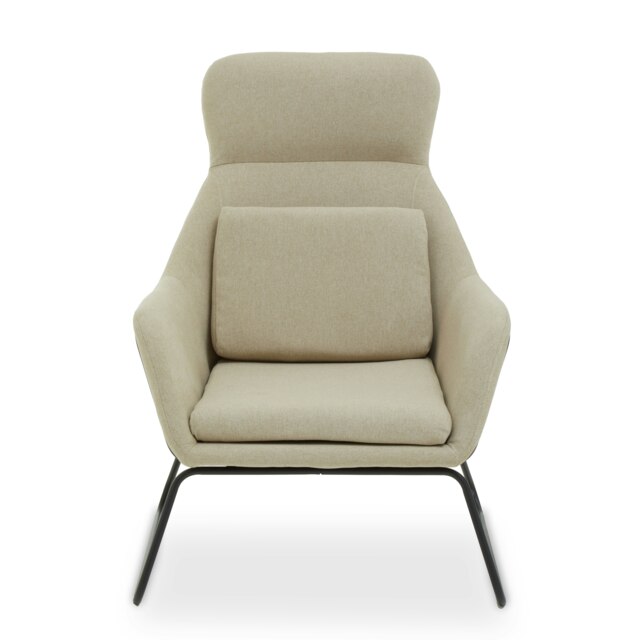 Orsina Natural Chair With Black Metal Frame, Easy Care Fabric Chair, Long-Lasting Indoor Dining Armchair