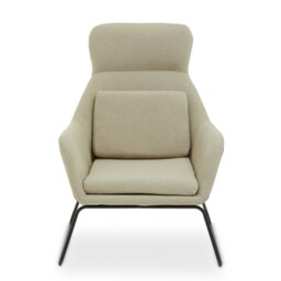 Orsina Natural Chair With Black Metal Frame, Easy Care Fabric Chair, Long-Lasting Indoor Dining Armchair