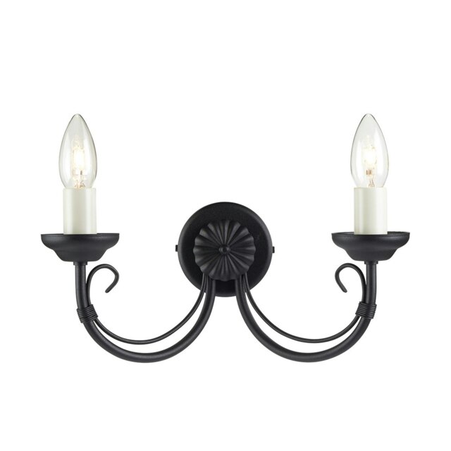 Chartwell 2 Light Indoor Candle Wall Light Black, E14