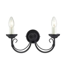 Chartwell 2 Light Indoor Candle Wall Light Black, E14