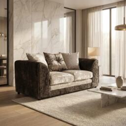 BELLA 2 SEATER CRUSHED VELVET SOFA IN MINK