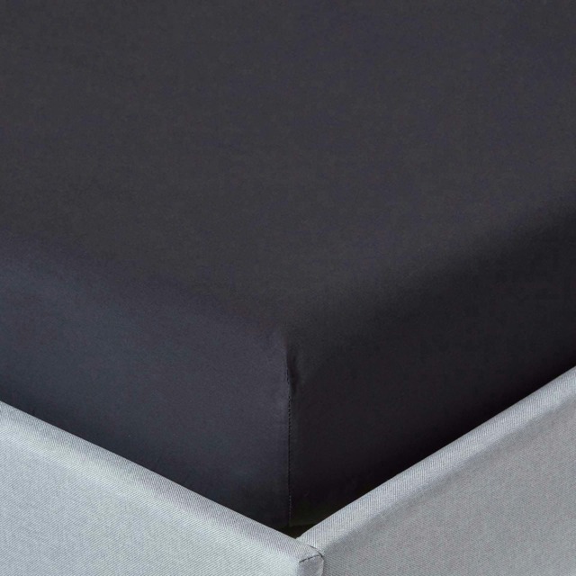 Homescapes Black Egyptian Cotton Fitted Sheet 200 TC, Single Black Single