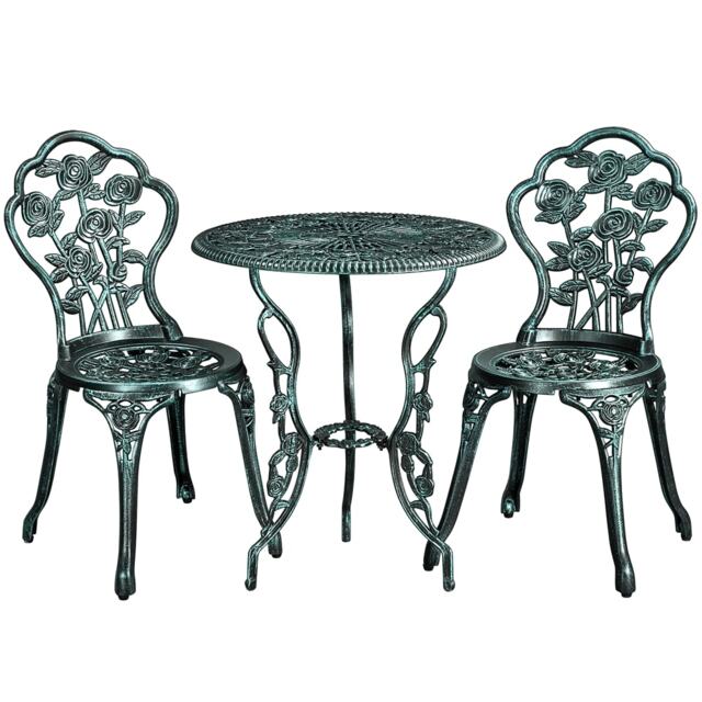 Yaheetech 3 Piece Patio Bistro Table Set with Umbrella Hole-Green Green Green 1