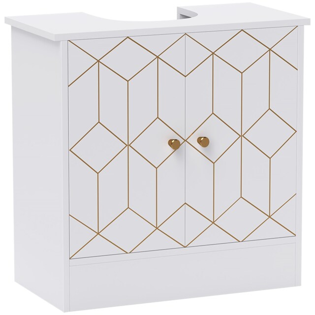 HOMCOM Bathroom Under Sink Cabinet for Basin with or without Pedestal White White White