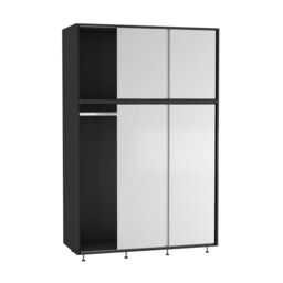 URBNLIVING 6 Sliding Doors Wardrobe Multi Black Carcass + White Doors 1