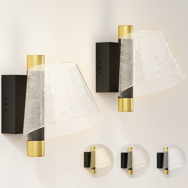 HOMCOM Led Wall Lamp 2 Pack, Modern Indoor Starry Wall Light, Black Black Black with gold accents