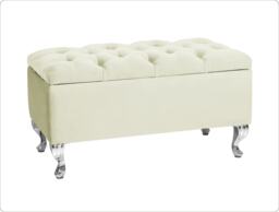 Londona 90cm Chesterfield Ottoman Storage Bench - Plush Velvet Shoe Bench - Cream Upholstery Footstool with Storage