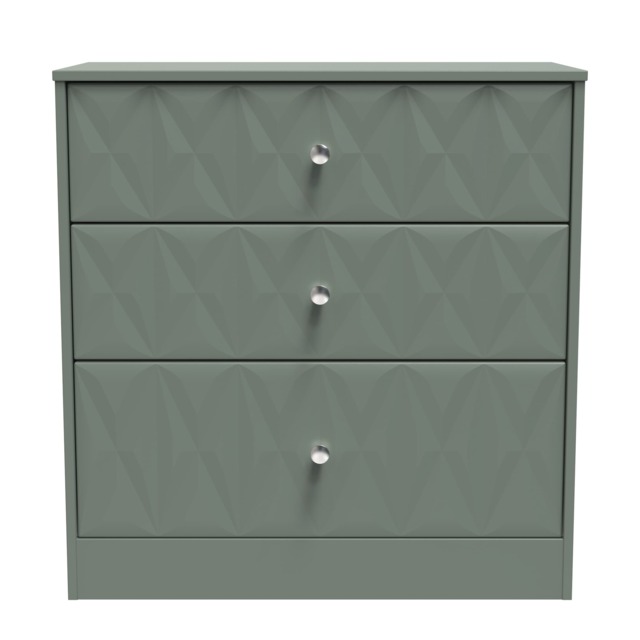 Memphis 3 Drawer Deep Chest of Drawers in Reed Green (Ready Assembled) Green Reed Green