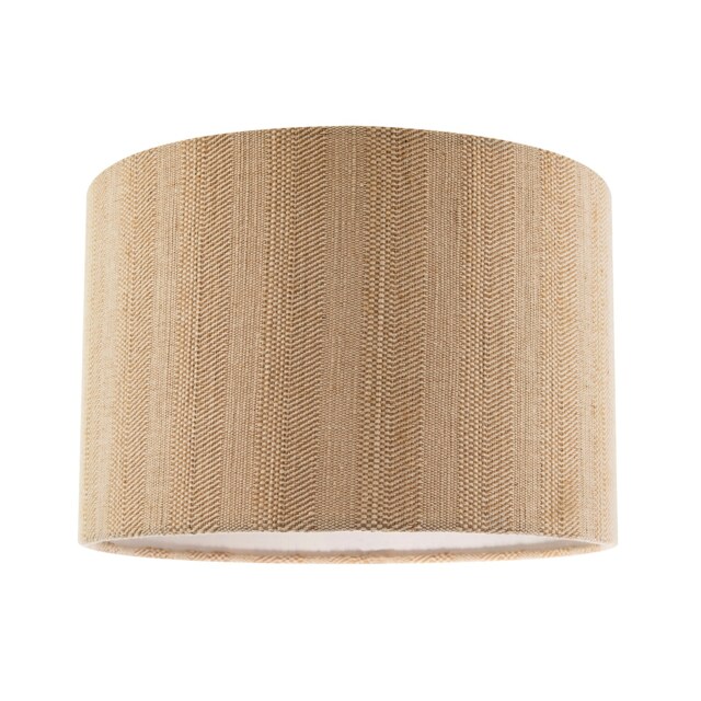 Textured Oatmeal Linen Fabric Drum Lamp Shade with Taupe Cotton Lining Cream Oatmeal 1