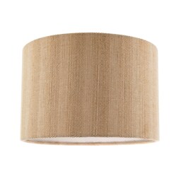 Textured Oatmeal Linen Fabric Drum Lamp Shade with Taupe Cotton Lining Cream Oatmeal 1