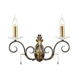 Amarilli 2 Light Indoor Candle Wall Light Gold, Floral Leaves Design , E14