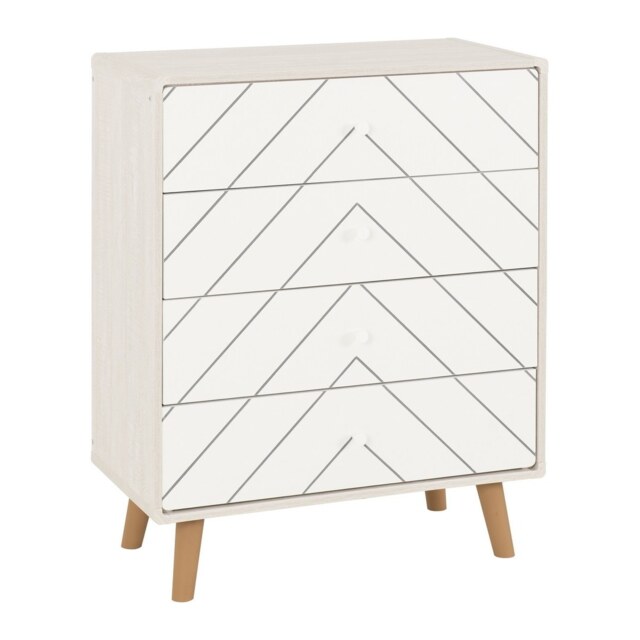 Dixie 4 Drawer Chest - L39.5 x W78 x H98 cm - Dusty Grey - White