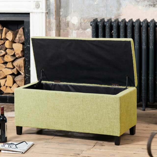 Henbury Fabric Storage Ottoman - Green