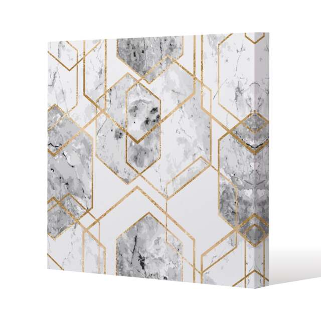 Geometric marble pattern with gold glitter (Canvas Print) / 46 x 46 x 4cm Multi