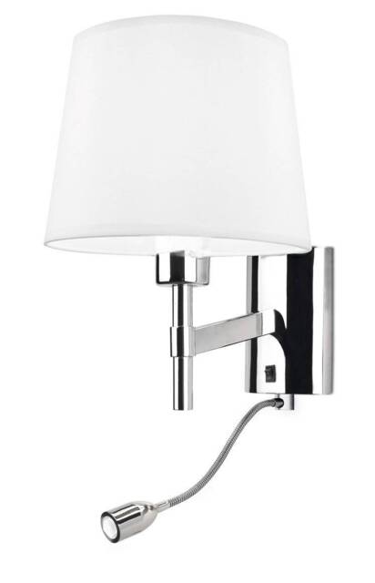 Bristol LED 2 Light Indoor Wall Light Chrome with Reading Lamp, E27 - Special Offer