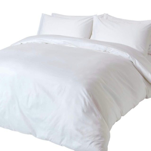 Homescapes White Organic Cotton Duvet Cover Set - 400 Thread Count - Single White Single