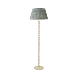 ValueLights Bobble Cream Floor Lamp Floral Pleat Shade