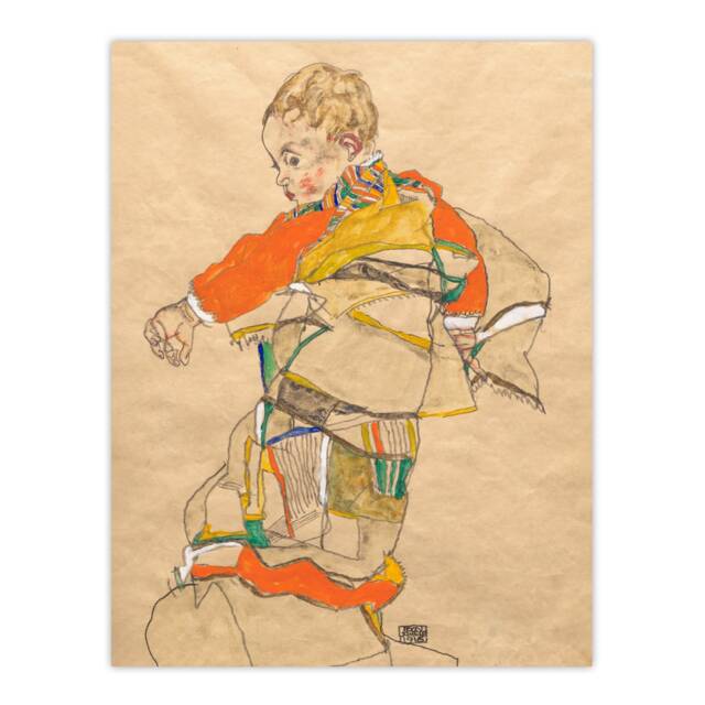 "Anton Peschka Jr Portrait of a Child Schiele Wall Art Poster Print 12X16"""