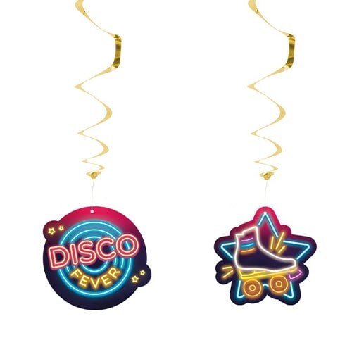 Disco Fever Foil Hanging Swirl Decorations - Pack of 2