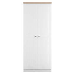 Cambridge Double Wardrobe in Porcelain Ash & Bardolino Oak (Ready Assembled) White Porcelain Ash & Bardolino Oak