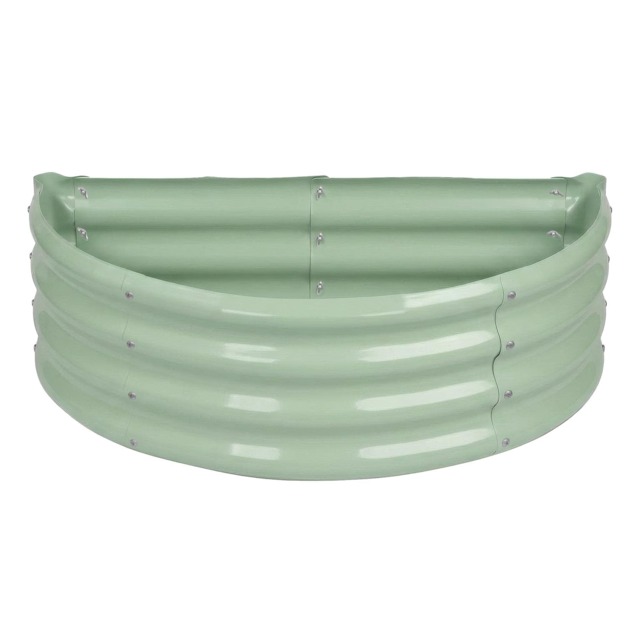 Harbour Housewares Raised Garden Bed - Green Semi-Circle Bottomless Galvanised Steel Metal Planter Box 90 x 45cm