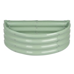 Harbour Housewares Raised Garden Bed - Green Semi-Circle Bottomless Galvanised Steel Metal Planter Box 90 x 45cm
