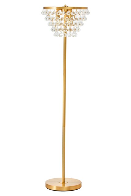 Interiors by Premier Clear Crystal Floor Lamp with Gold Metal Base, Elegant Crystal Bead Standing Lamp for Living Room Gold