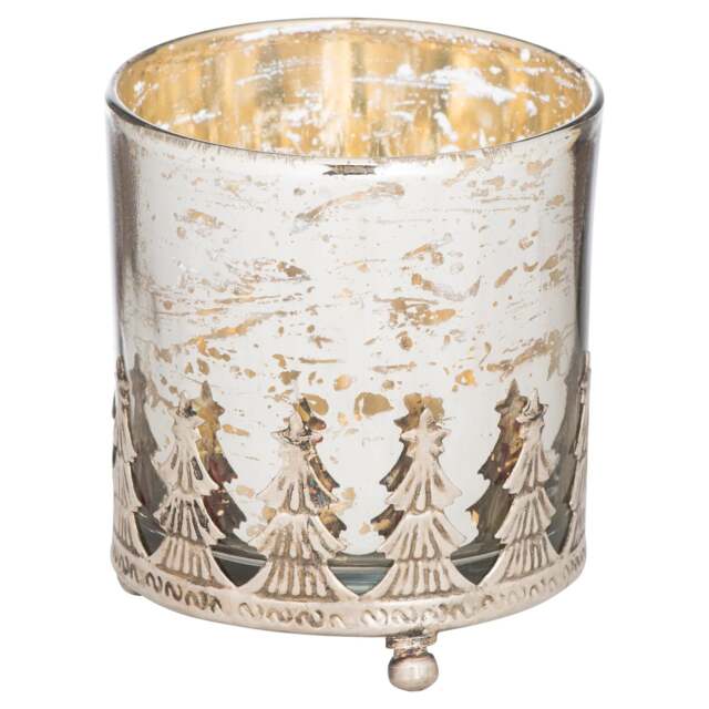 Hill Interiors The Lustre Collection Christmas Candle Holder Silver Silver 11cm x 10cm x 10cm 1