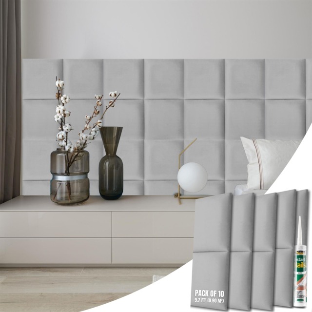Velvet Padded Wall Panels with Adhesive - 3D Upholstered Wall Mounted Headboards for for Beds, Kids Room, Hallways