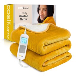 Cosi Home Fleece & Sherpa Electric Heated Throw - Mustard