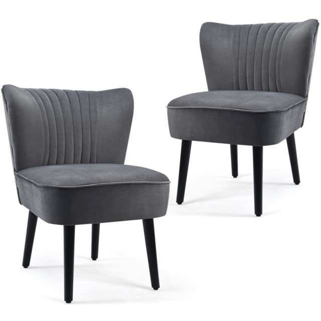 COSTWAY Velvet Accent Chair Set of 2 Modern Leisure Chair Armless Chair