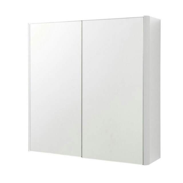2-Door Mirror Bathroom Cabinet 600mm H x 600mm W - Gloss White - (Arch) White White 1
