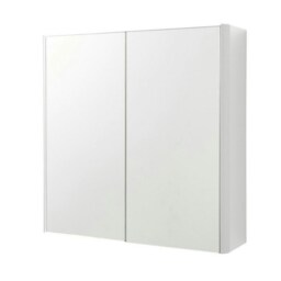 2-Door Mirror Bathroom Cabinet 600mm H x 600mm W - Gloss White - (Arch) White White 1