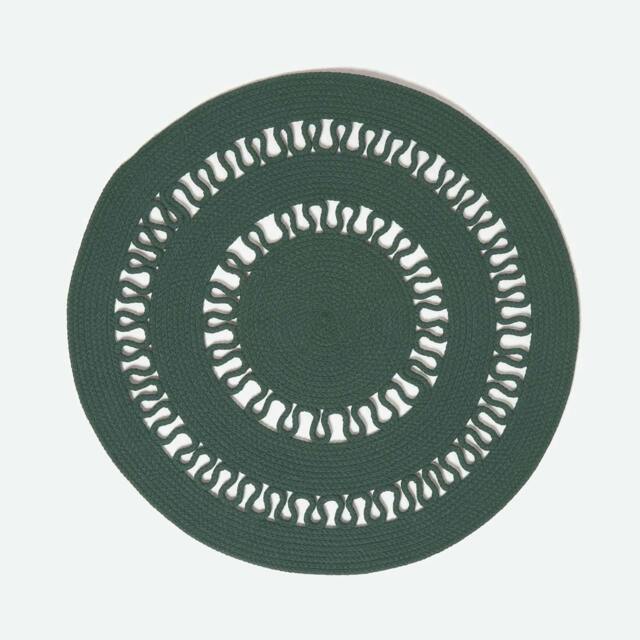 Homescapes Green Crochet Braided Rug - 90cm Round Green Green