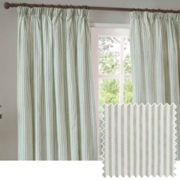 Yard Hebden Cotton Pencil Pleat Curtain Pair, Eucalyptus, 229 x 137cm Green Eucalyptus One Size