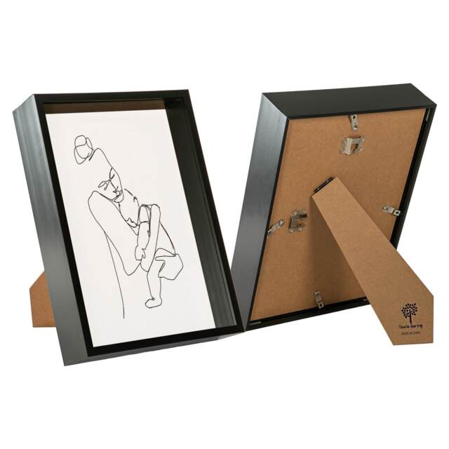 "Nicola Spring A4 (8 x 12"") Deep Photo Frames - Black - 3D Deep Box Picture Frame Portrait Display Case (31 x 22cm) - Set of 2"